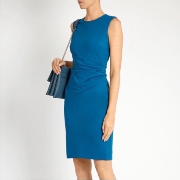 DVF Glennie Ruched Dress in Peacock Blue Sz 4 - Picture 1 of 14